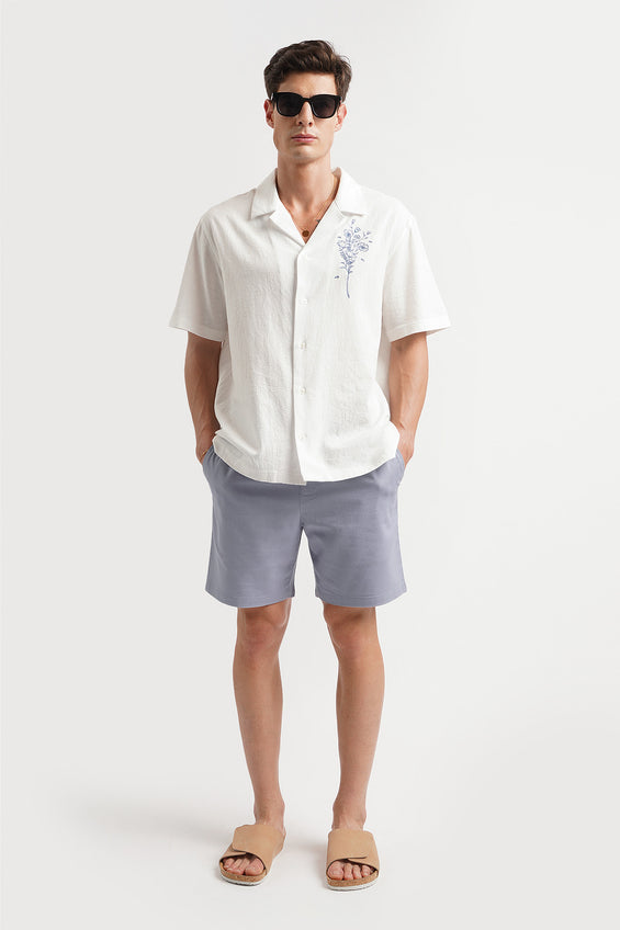 Relaxed Fit Pull On Linen Shorts