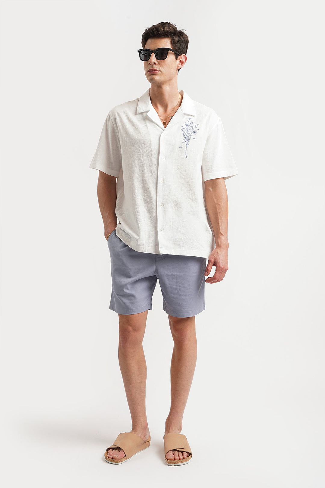 Relaxed Fit Pull On Linen Shorts