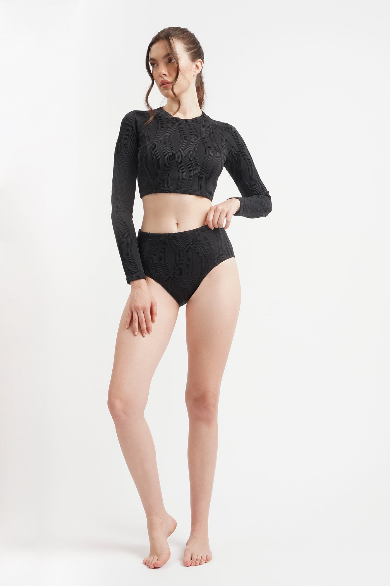 Penshoppe Core Women's Two-Piece Textured Rash Guard