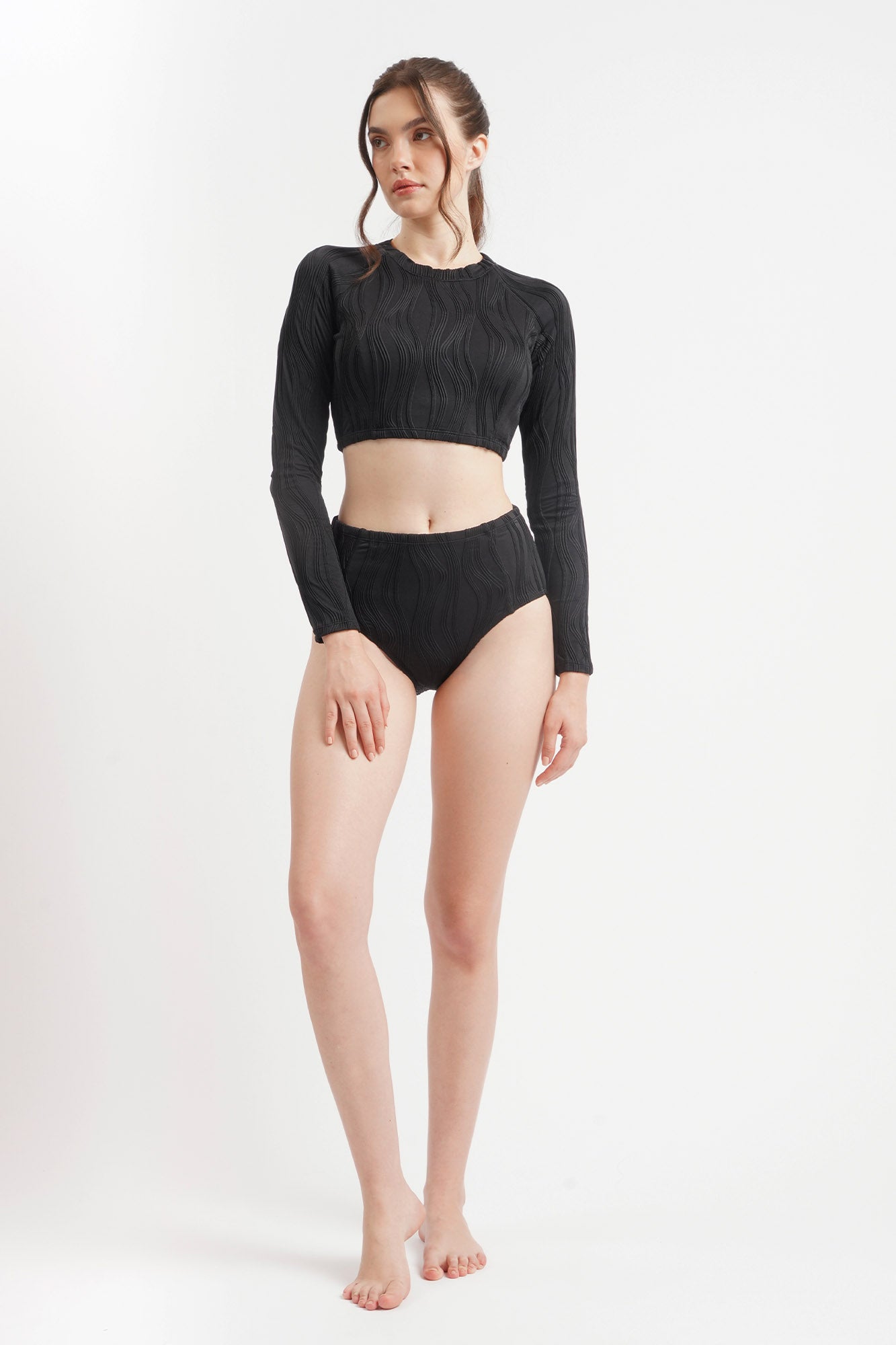 Penshoppe Core Women's Two-Piece Textured Rash Guard