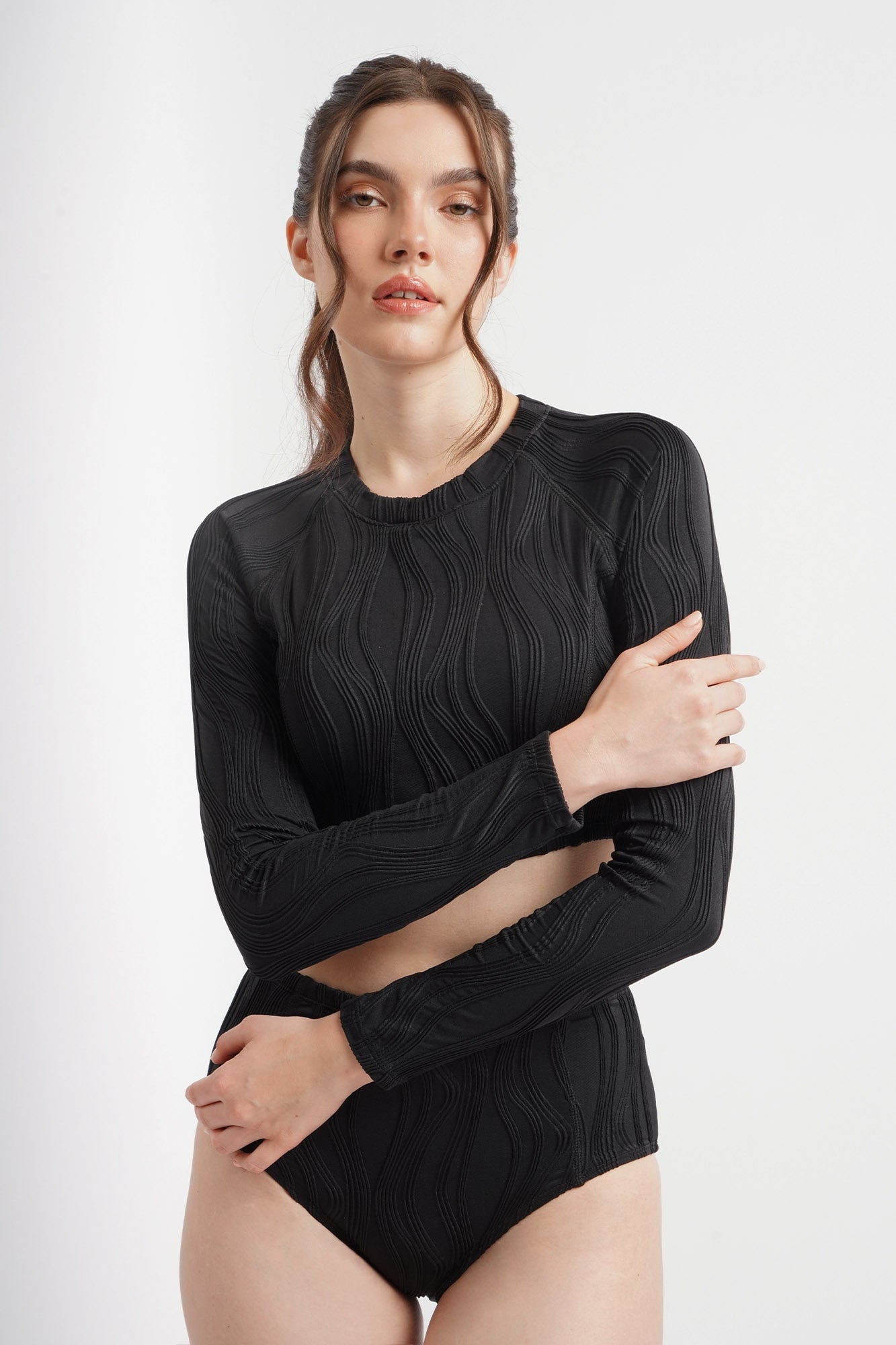 Penshoppe Core Women's Two-Piece Textured Rash Guard