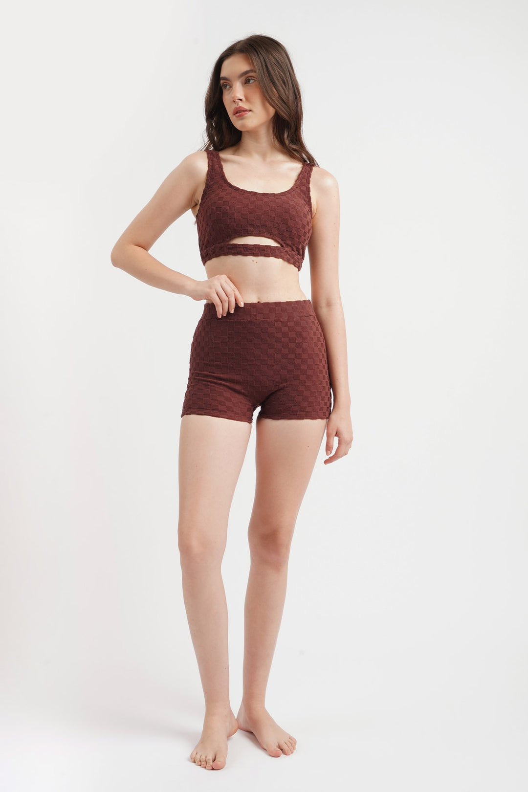 Penshoppe Core Women's Two-piece Textured Swim Shorts Swimsuit