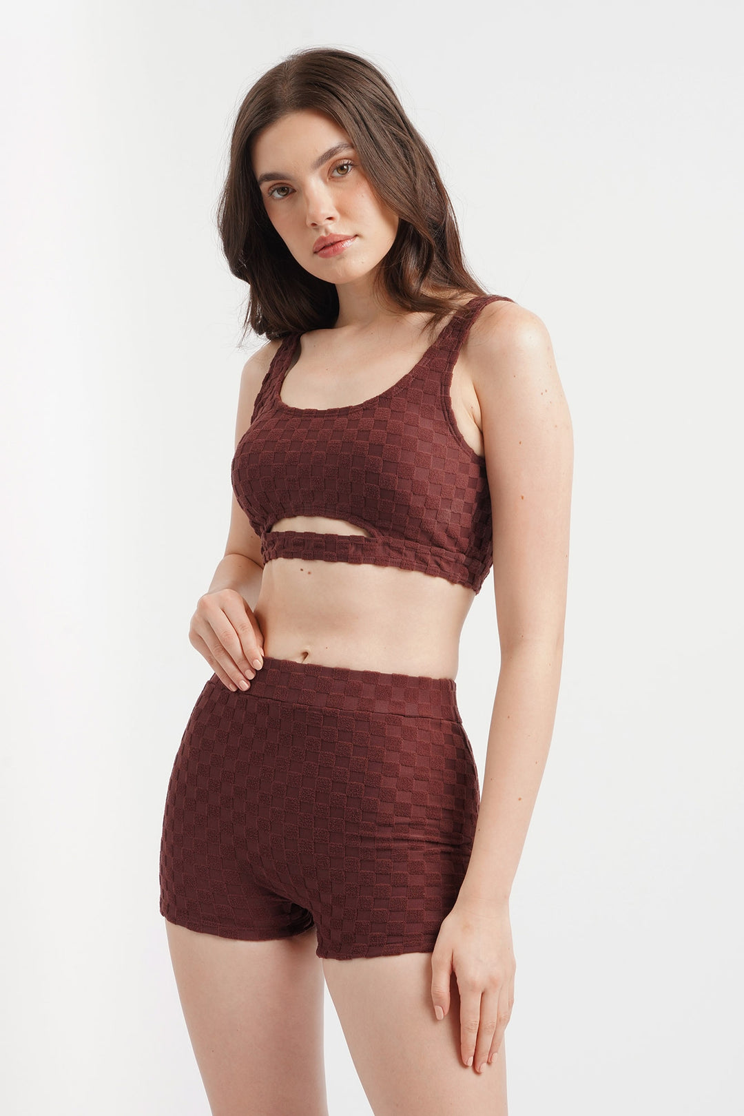 Penshoppe Core Women's Two-piece Textured Swim Shorts Swimsuit