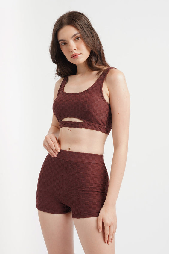 Penshoppe Core Women's Two-piece Textured Swim Shorts Swimsuit