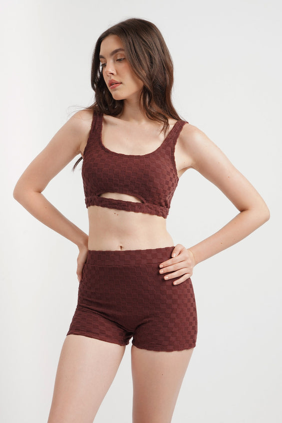 Penshoppe Core Women's Two-piece Textured Swim Shorts Swimsuit