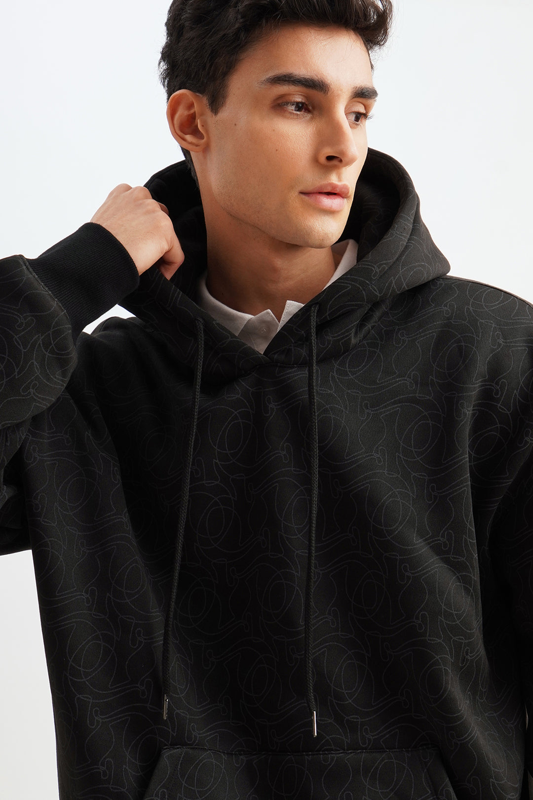 Oversized Fit Hoodie with All Over Print – PENSHOPPE