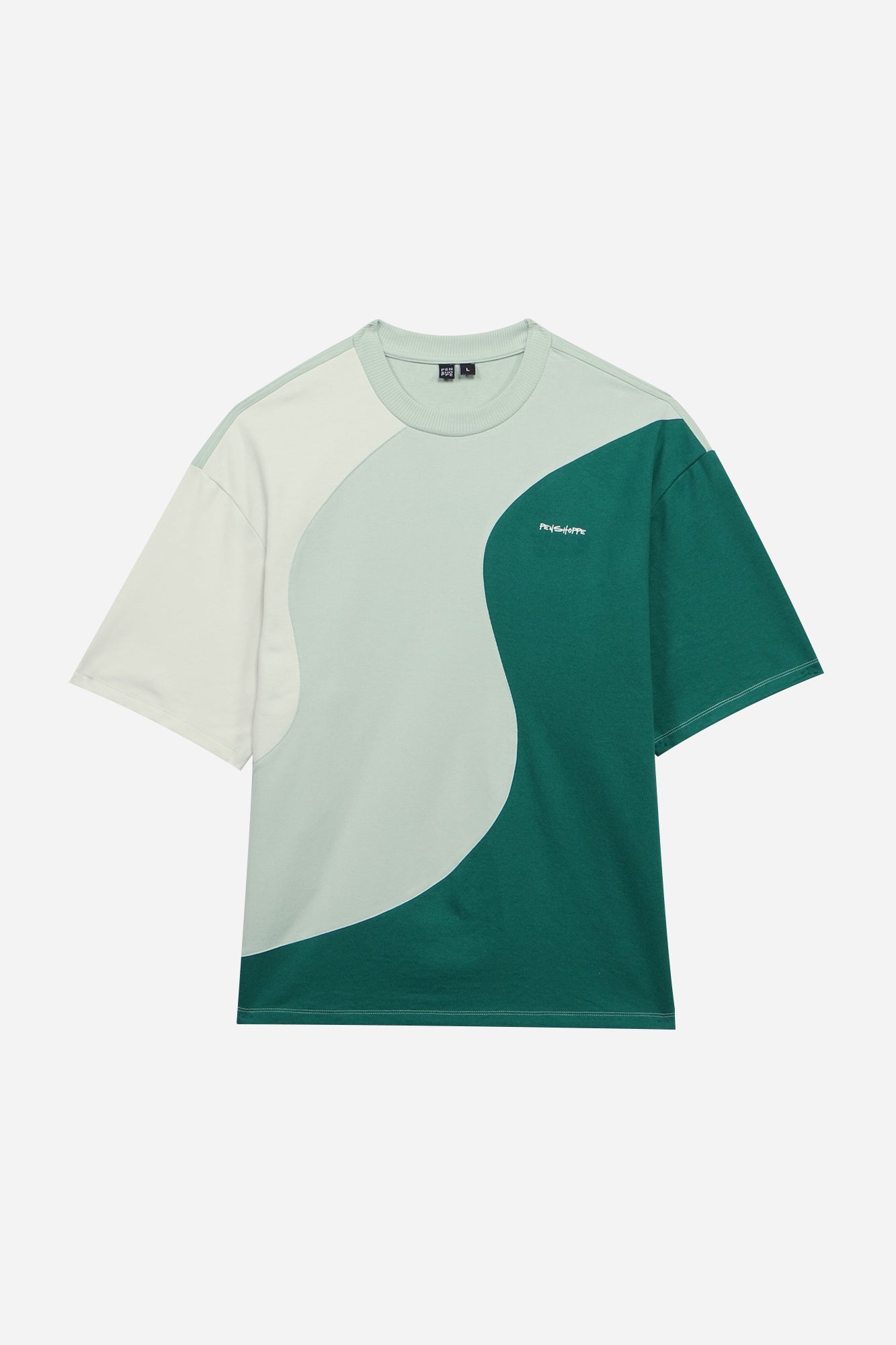Oversized Fit T Shirt with Wave Color Block